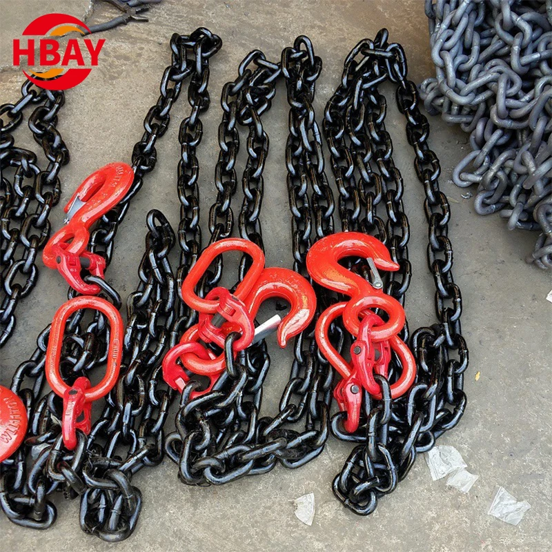 Factory Alloy Steel G80 G100 Lifting Chain Sling Forged Black Anchor Marine