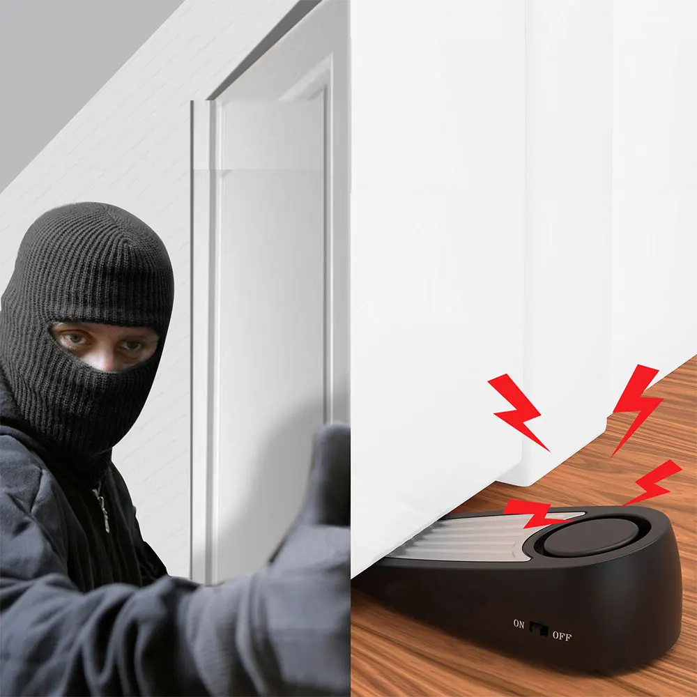 Wholesale travel portable 130db stainless steel magnetic door stop alarm safety alarm silicon door stopper silicone