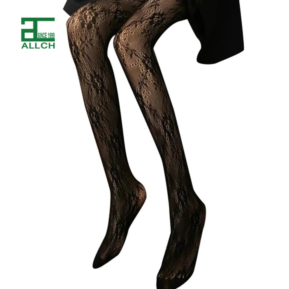 ALLCH RTS Flower Stockings Mesh Stockings Women Pantyhose Long Sexy Summer Lolita Hollow Lace Japanese Girls Tube White Black