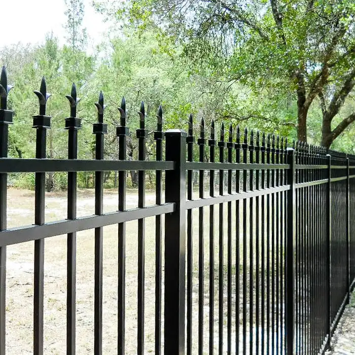 High Quality Garden Black Metal Wrought Iron Fences Trellis Metal Iron Aluminium Tubular Garrison Fence Panel Steel Safety Fence