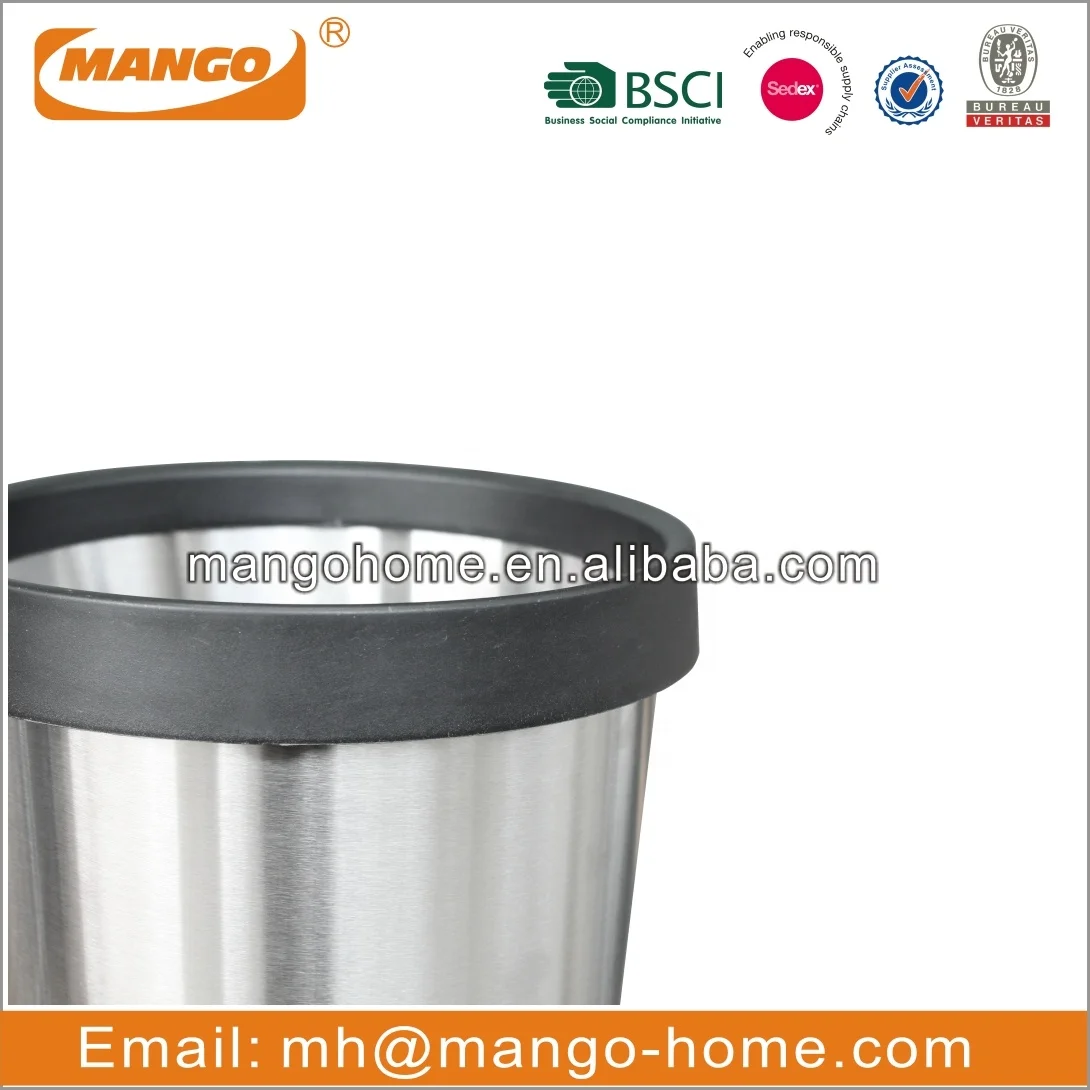 Household Stainless Steel Trash Can Open Top  Round Waste Bin Trash Can