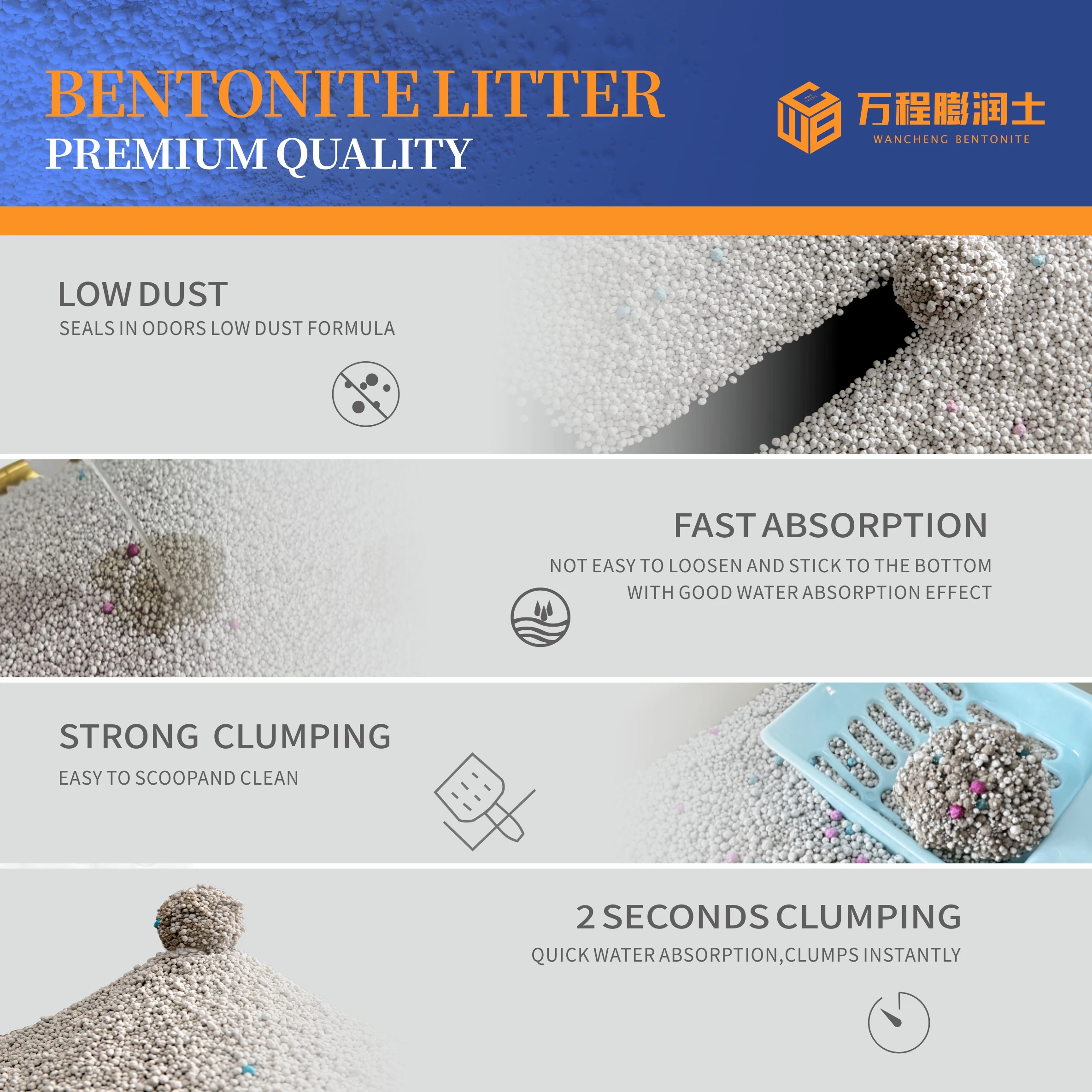100% Natural Ecological Low Tracking Arena Para Gatos Premium High Quality Kitty Sand Color Granule Bentonite Cat Litter