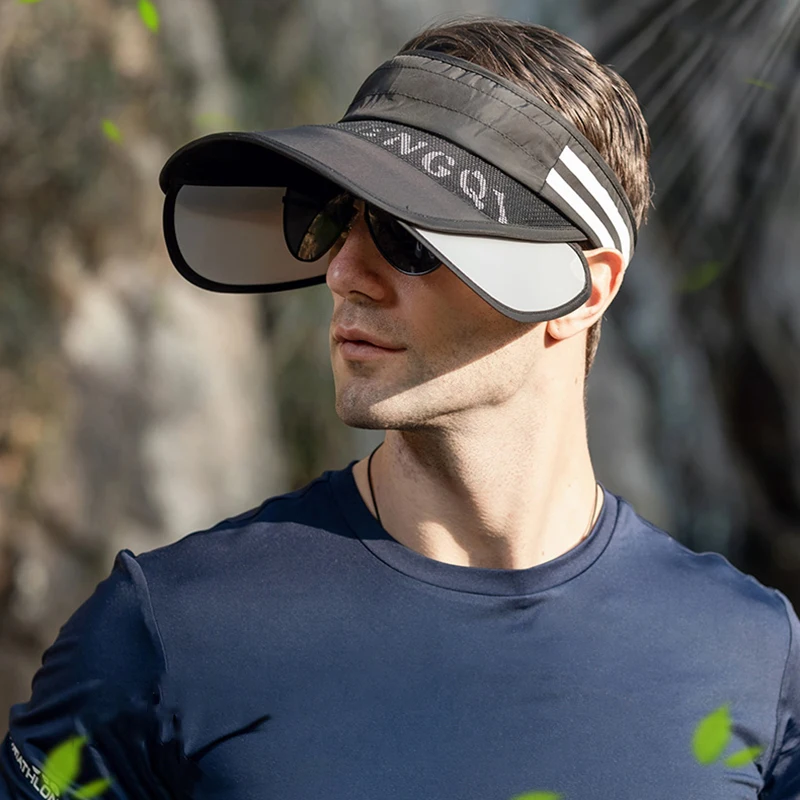 Men Curved Brim Sun Visor Cap UV Protection Sun Hat Summer Outdoor Sports Caps