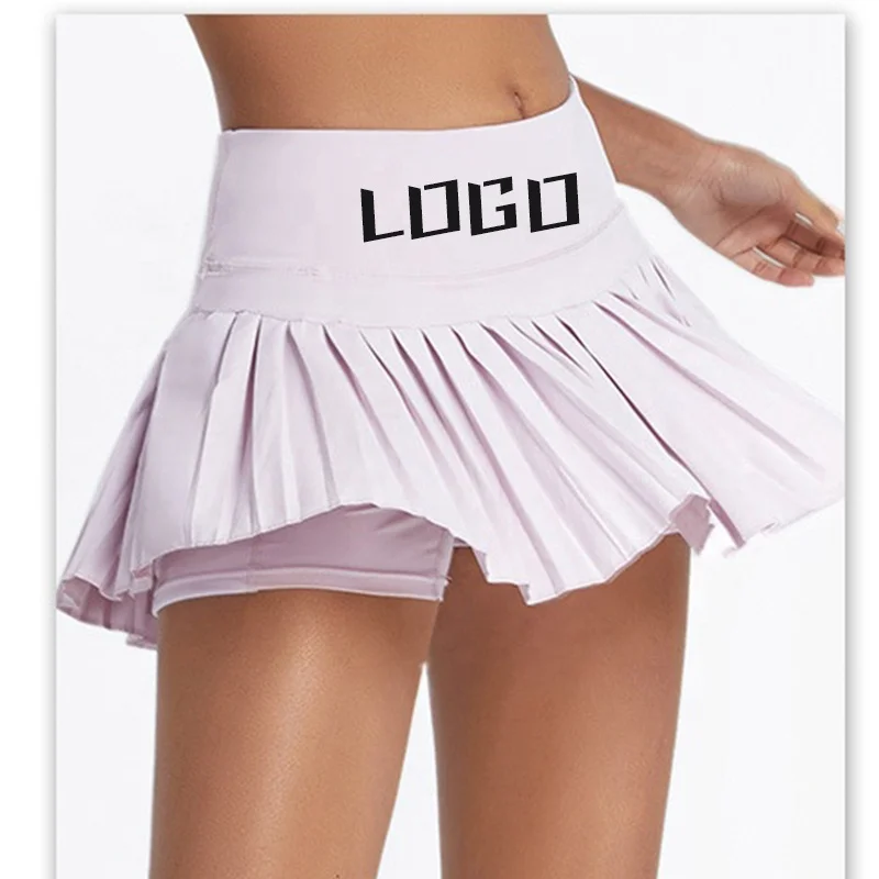OEM outdoor high-waisted safety lining sports skort golf tennis wear quick dry white pleated stretchy tennis skirt