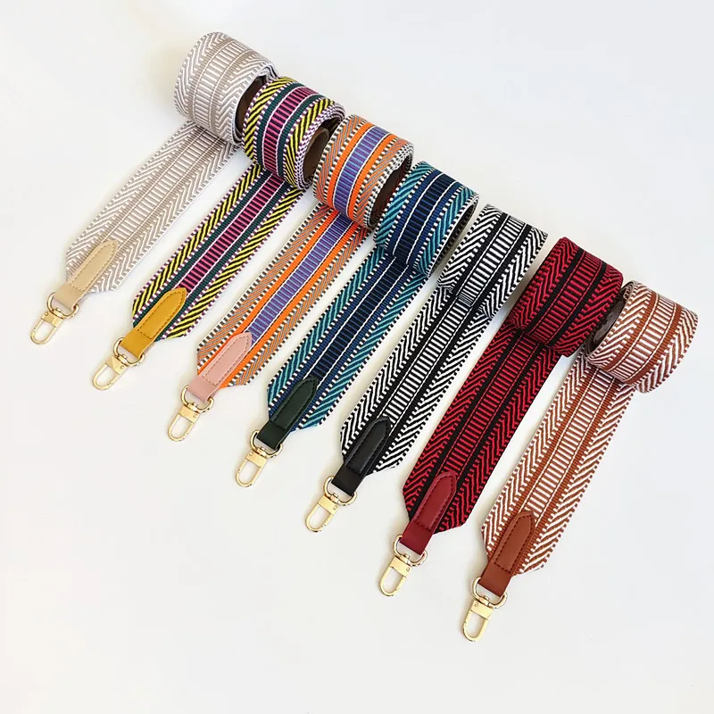 Colorful Handbag Accessories Woven Webbing Adjustable Nylon Shoulder Canvas Bag Strap Women Replacement Backpack Bag Strap