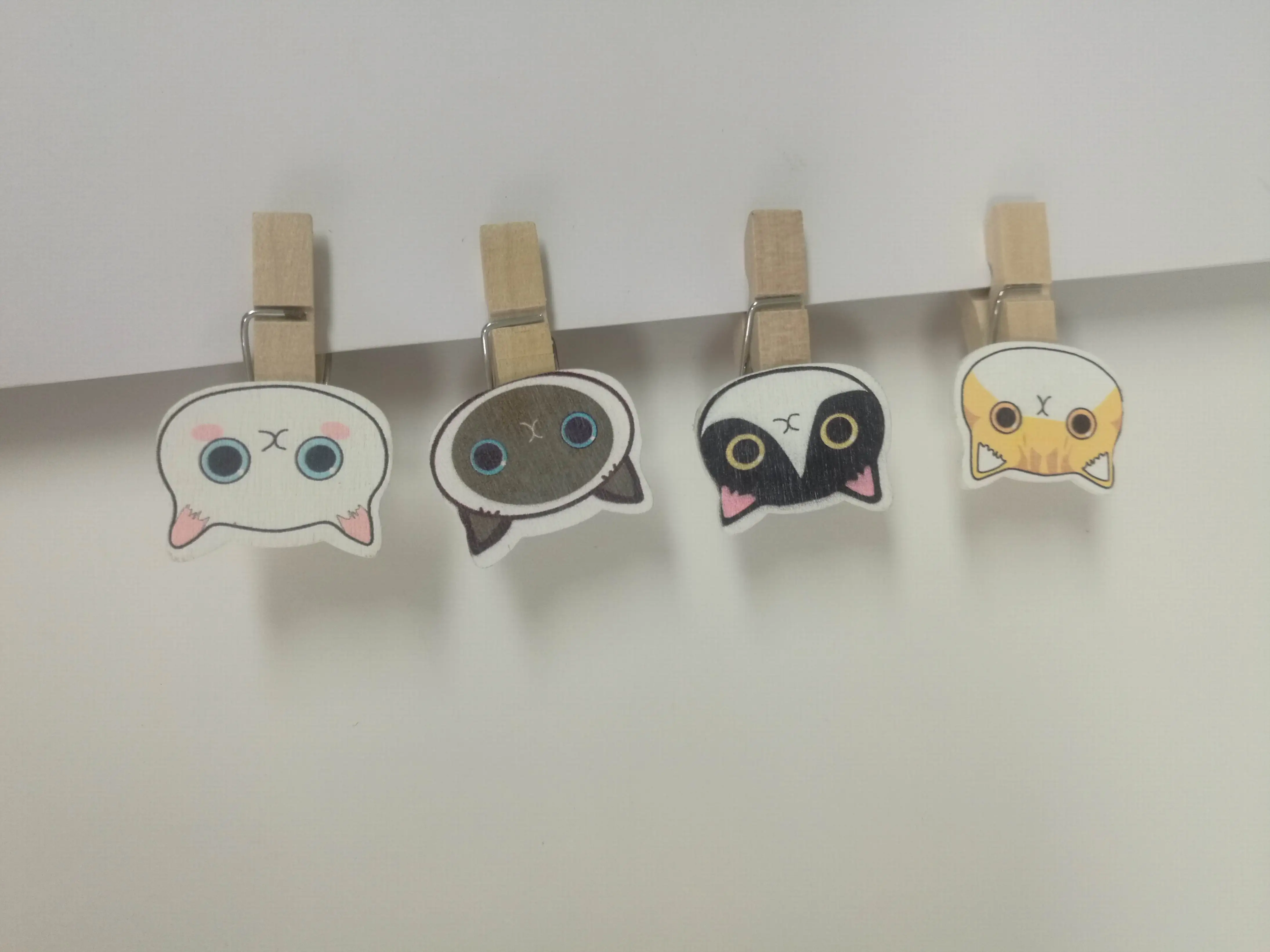 Fancy Cat Head Coloring Wooden Clothespins