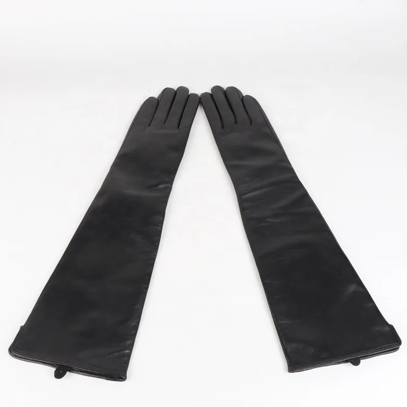 Long Wrist Fashion Leather Gloves for Ladies Winter Sheepskin Touch Screen Gloves for Sports Cycling Skiing Work Soft Thermal