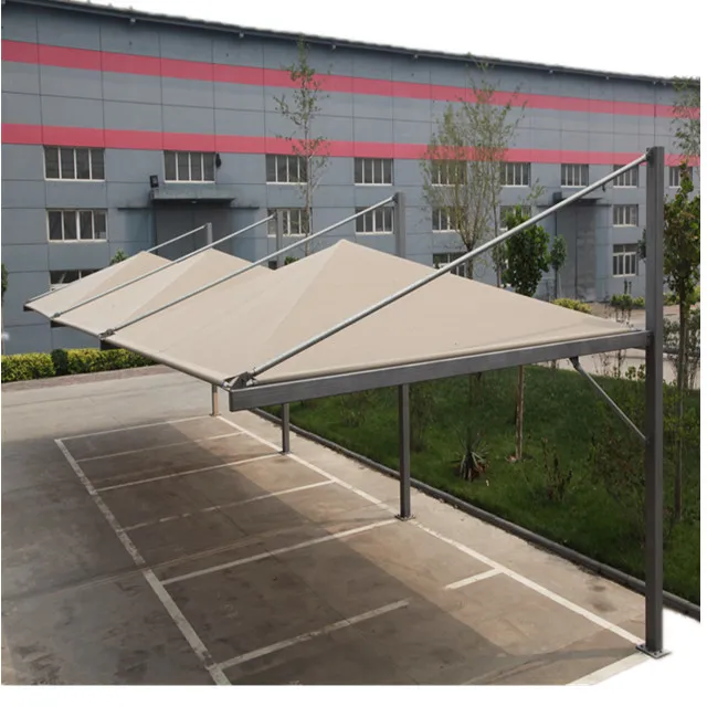 
PTFE or PVDF tensile membrane and steel fabric structure for car parking roof shade waterproof factory price 