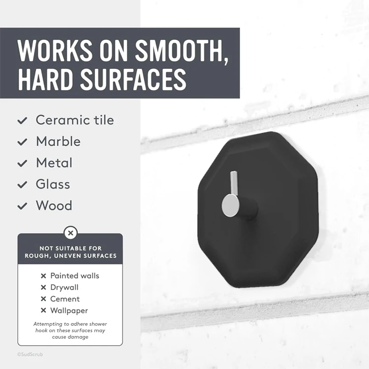 Manufacturer Silicone Adhesive Wall Mount Robe Octagonal bathroom hook Coat Rack Clothes Hook Metal for Bathroom