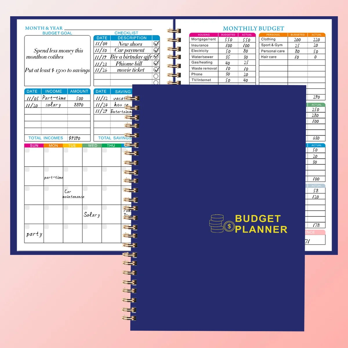 Durable Monthly Budget Planner Cover Featuring PP Film Stamping For Stylish Budgeting And Financial Planning