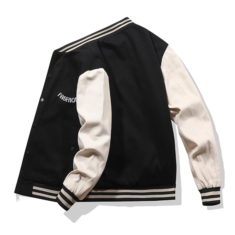 New Fashion Custom Logo Letter Flocking Embroidered Baseball Uniform Coat Mens Retro Loose Stitching Varsity Jacket