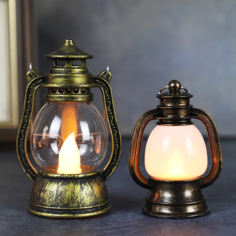 Factory Retro small oil lamp LED portable small lantern antique kerosene Night Light for home garden decoration