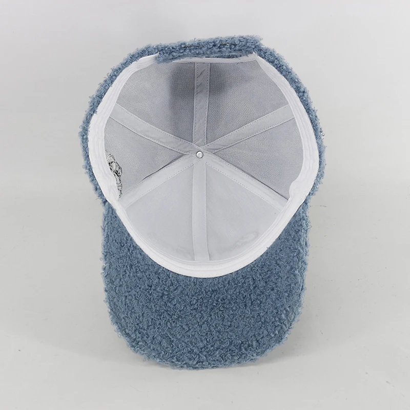 embroidery logo 6 panel hard winter warm baseball hat customized terry towelling hat custom terry towel cap fleece plush hat