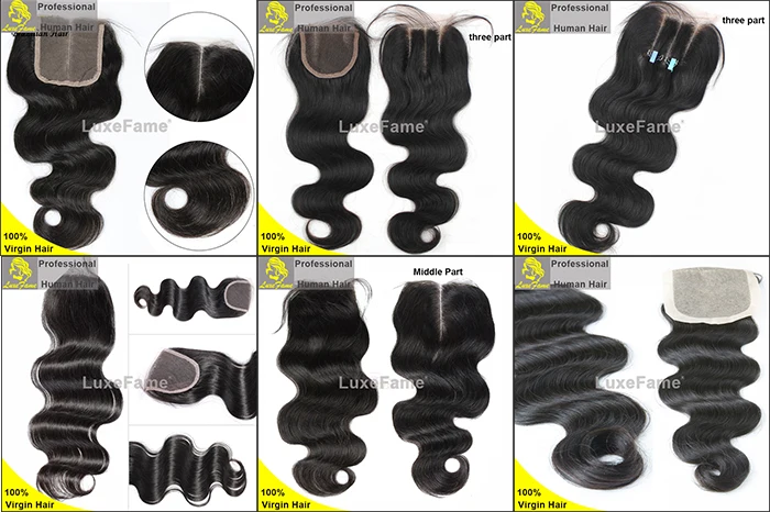 Luxefame Hair Ombre 1B-Pink 4*4 Swiss Lace Closure Brazilian Body Wave 130% Density Remy Human Hair 8'-20