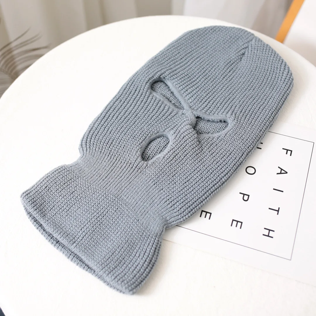 Wholesale Ski Mask Knitted Beanie Face Cover Winter Balaclava Full Face Plain Mask for Winter Outdoor Sports Hat