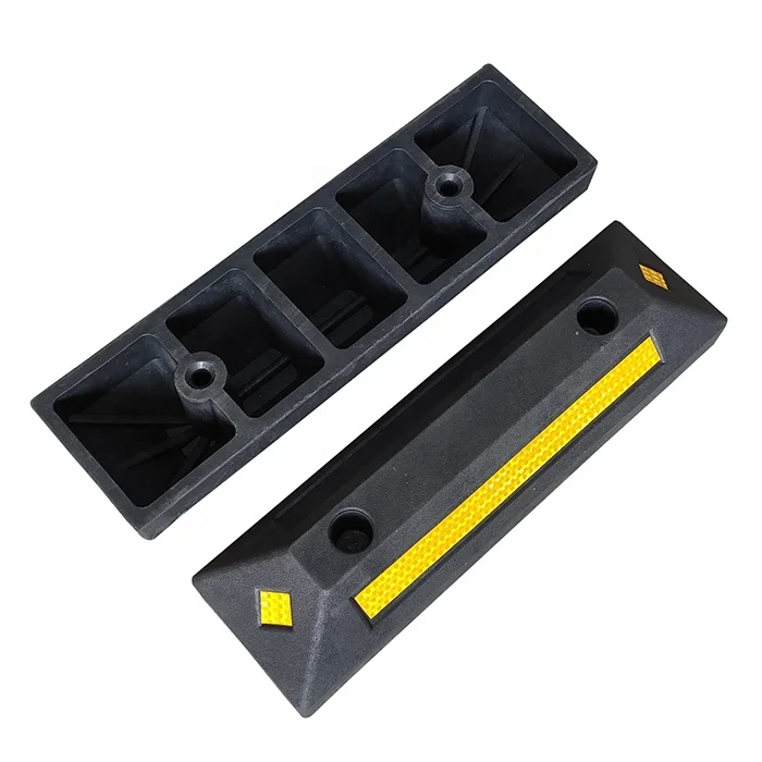 Parking Block,Heavy Duty Rubber Curb Parking Target with Yellow Reflective Tape, Parking Stopper for Car