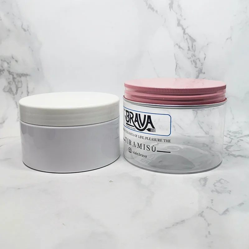 custom pink metal lid empty clear plastic 300 ml pet jar