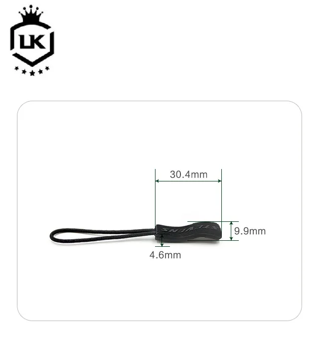 U shape decorative plastic zipper pull cord brand logo TPU string zipper puller for Jacket