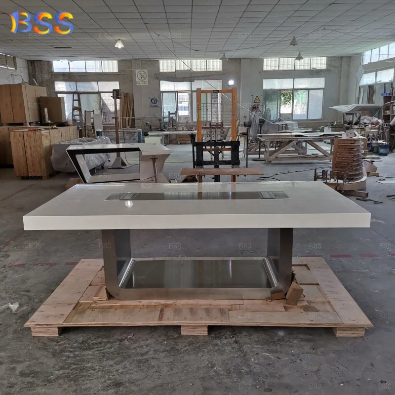 Австралийский индивидуальный дизайн красивый высококачественный офисный Желтый стол Corian маленького размера 8 футов