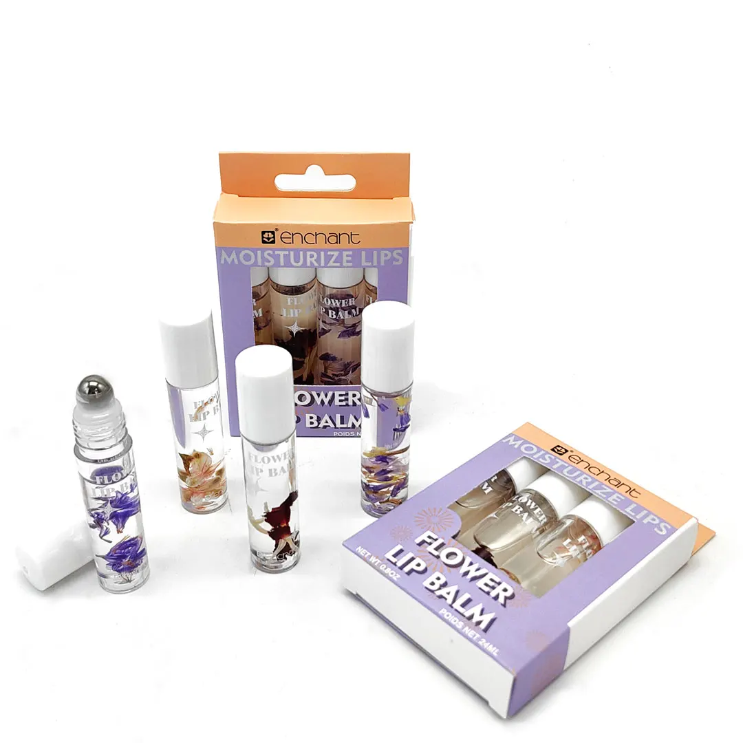 Factory Supply Custom OEM Private Label Lip Oil Moisturizing Transparent Flower Lip Balm