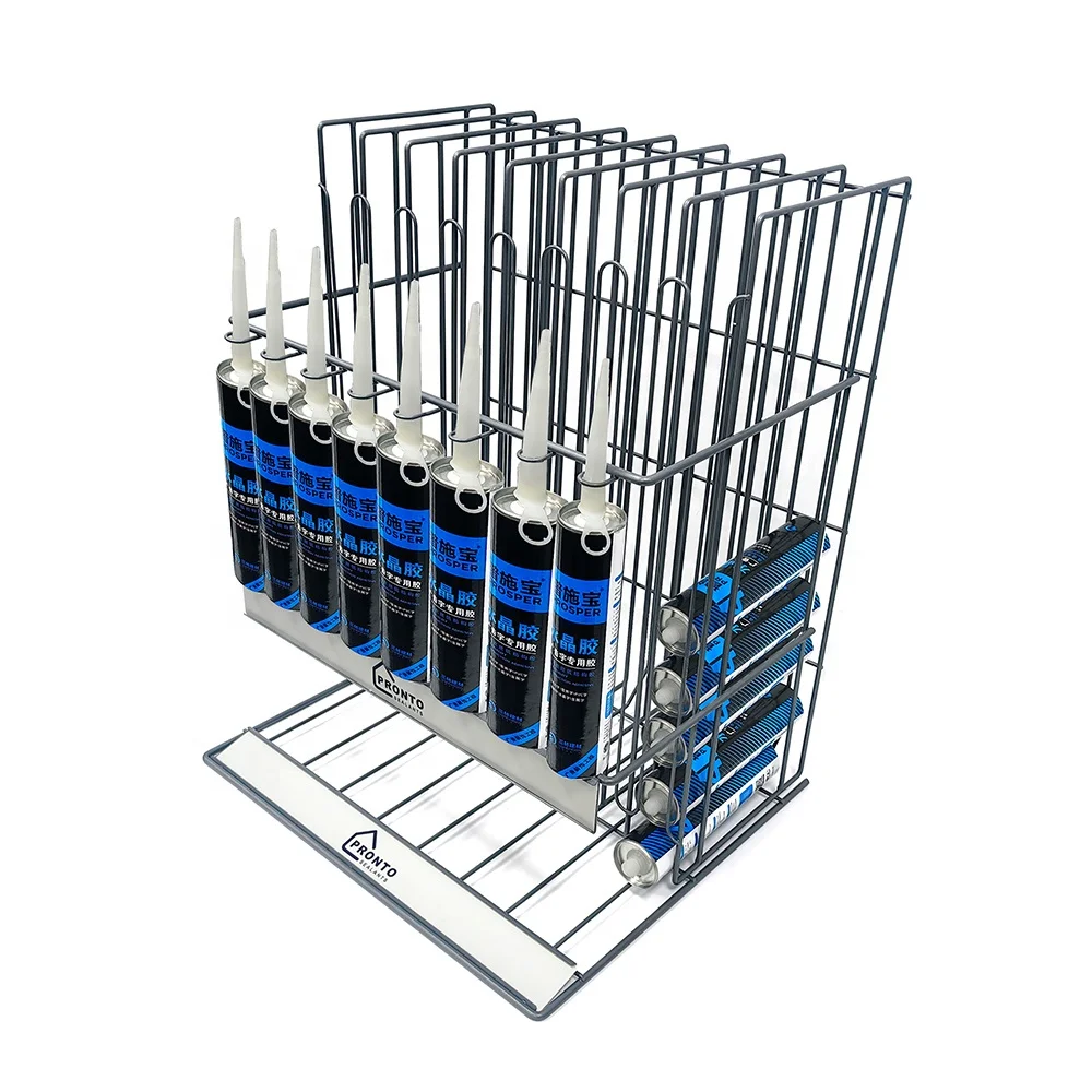 Retail Counter Top Display Rack Metal Wire Silicone Sealant Binder Glass Cement Glue Rack Cartridge Dispenser Stand