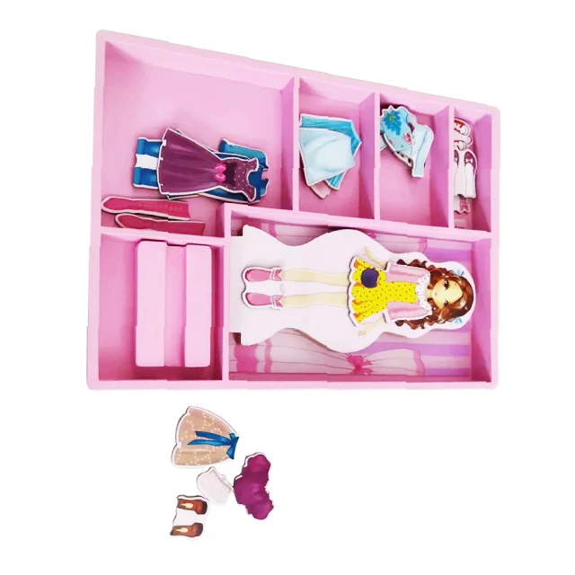 Creative Diy Magnet Wooden Puzzle Dress Up Girl Educational Toys Wooden Magnetic Children Dress Puzzle