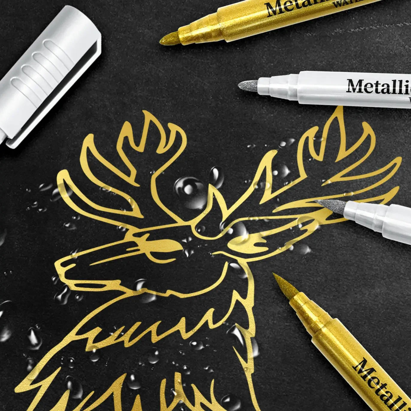 1PC Brush Metallic Marker Pens Gold Silver Permanent Art Markers Crafts Artist Scrapbooking Painting Stationery School Supplies