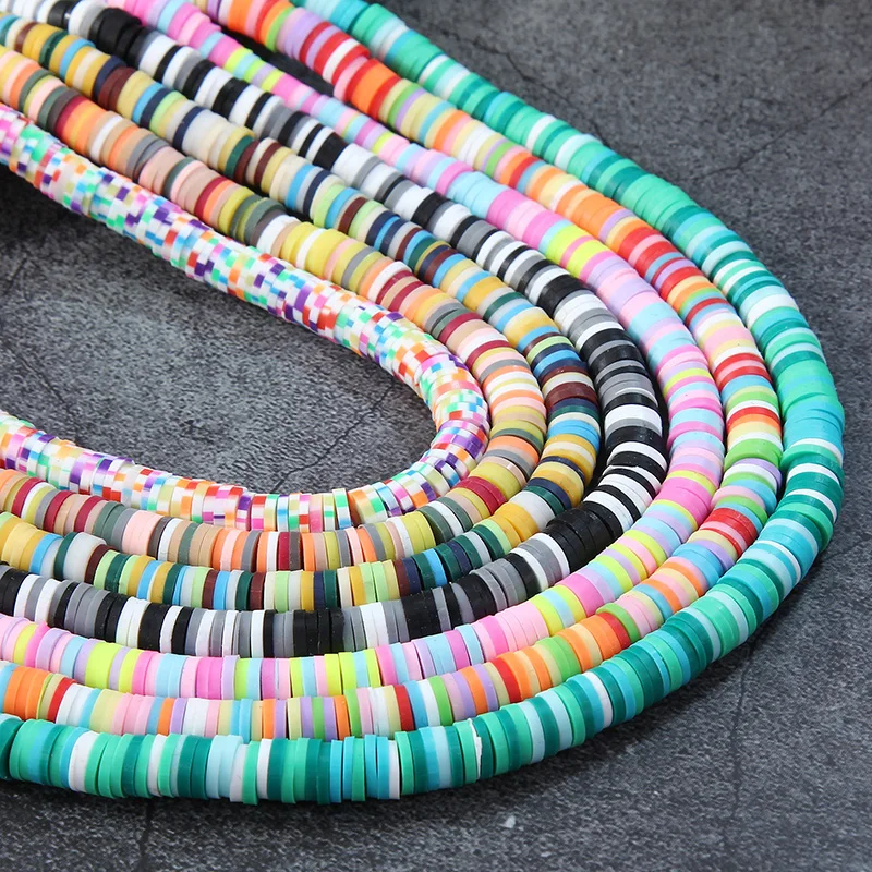 New DIY Polymer Clay Slices Colorful Flat Clay Beads 6mm Mixed Clay Beads for Bracelet Making