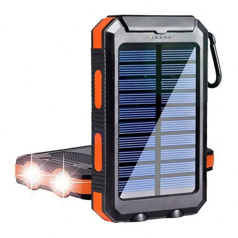 20000mah IP67 IPX6 Solar Power Bank Charger Waterproof Type C Input Port Dual Portable Solar Panel Charging for Cellphone