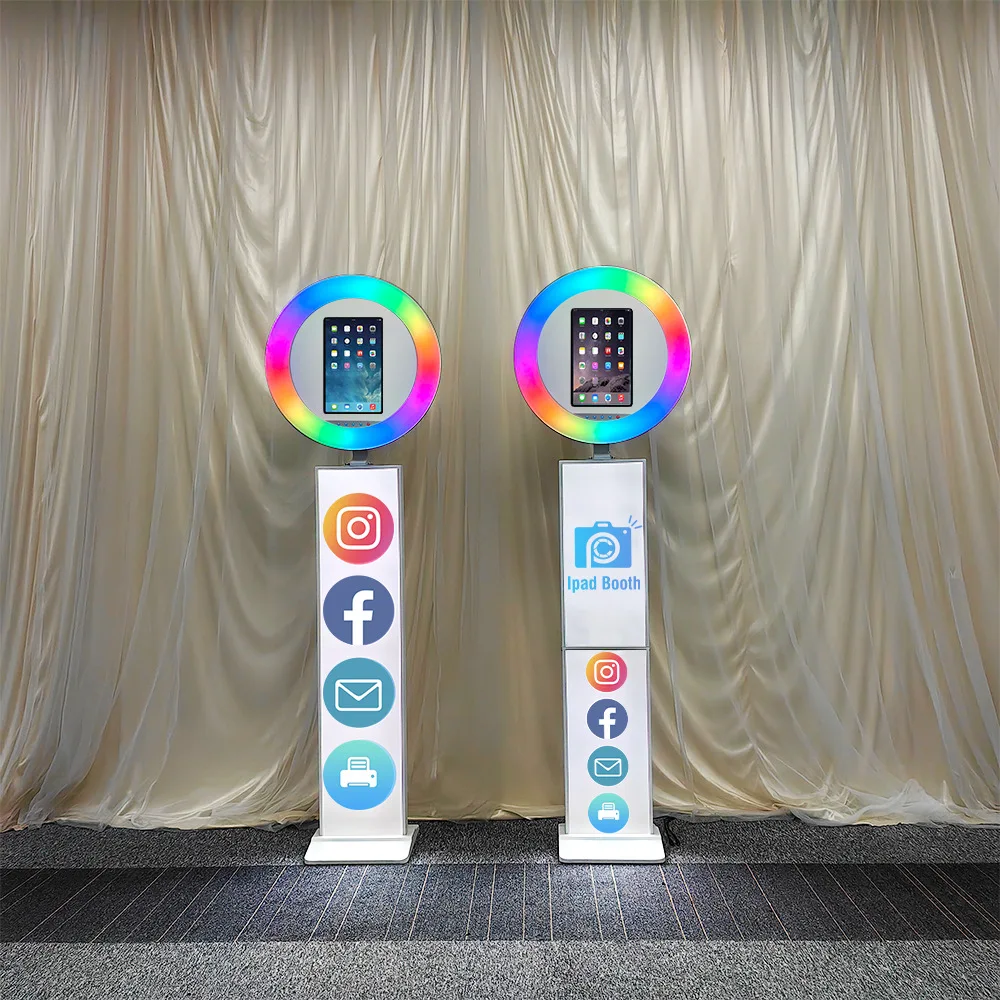 Небольшой DSLR Self Photobooth поставщик Roamer iPad фотобудка стенд машина 2024 с кольцевой подсветкой