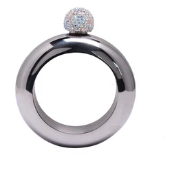 Amazon New Idea 3.5oz Bangle Bracelet Hip Flask Stainless Steel Alcohol Pocket Flagon Whiskey Drinkware Hip Flask