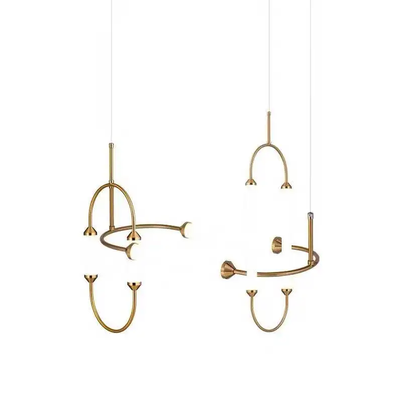 Modern Metal Glass tube Pendant lamp LED  suspended lighting fixture metal for art decoration