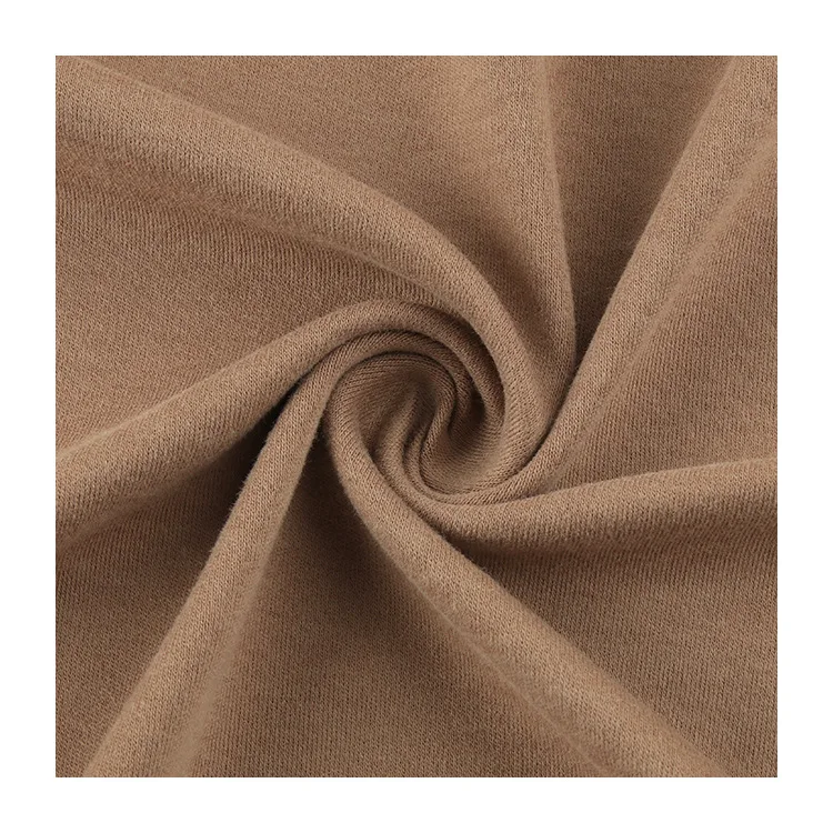 50S cotton viscose mill wool drawframe knitted fabric 220g stretch double-sided warm fabric autumn and winter warm bottom shirt