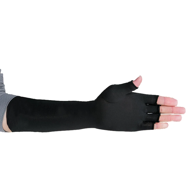 Copper Fiber Gloves Pressure Half Finger Gloves Black Long Sleeve Cycling Antibacterial Deodorant Gloves for adults