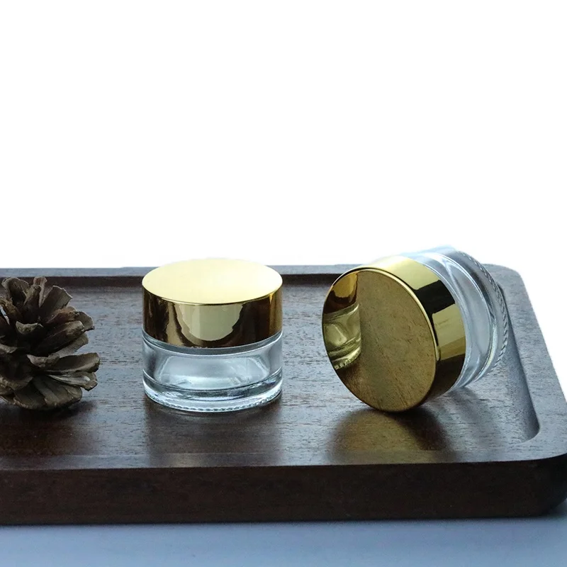 Роскошные 15g 0 5 oz стеклянную банку косметической упаковки 15 мл Золотая крышка с круглым дном матовый стеклянный крем для глаз