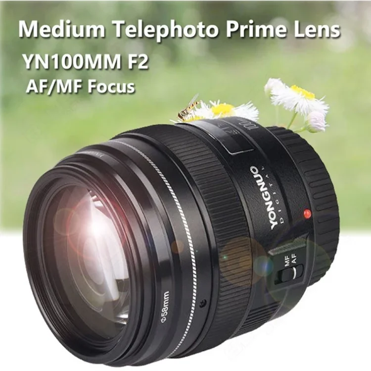 YONGNUO 100MM YN100mm F2 Large Aperture Medium Telephoto Prime Lens for Canon EF Mount 5D 5D IV 1300D T6 760D 1300d 6d 600d 80d