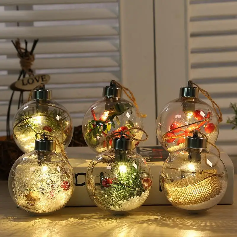 Hot Selling Christmas Decoration Supplies Plastic Hanging Balls with Led Lights Christmas Ball for Home Decor Tree Ornament