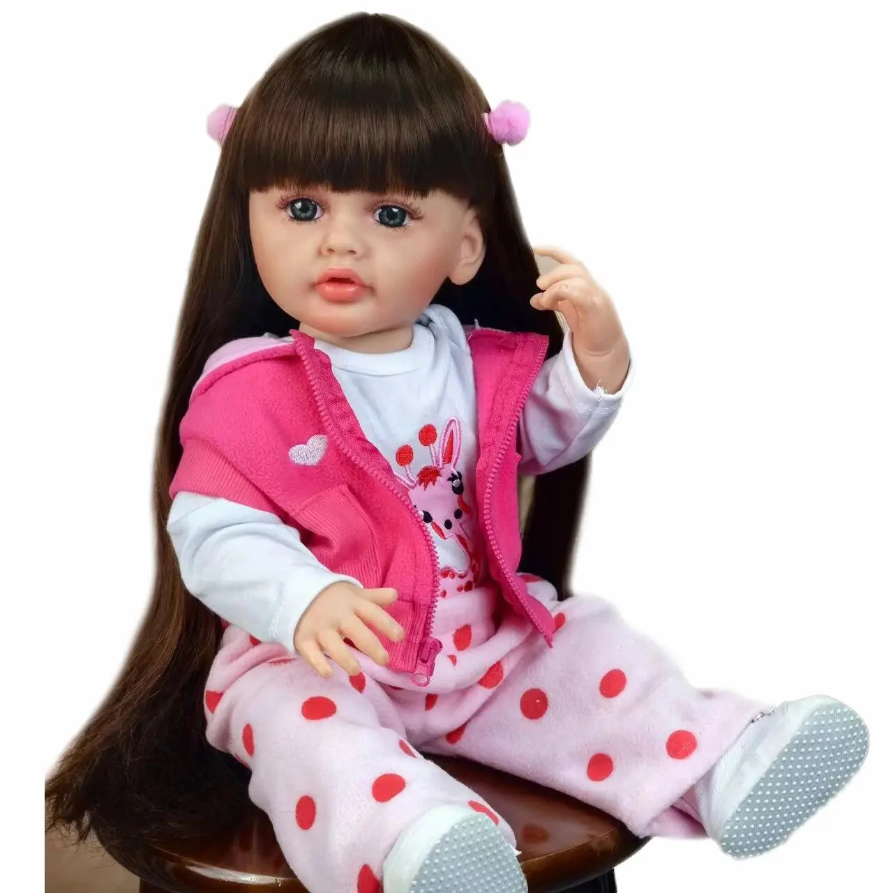 Wholesale baby doll reborn 55cm long hair newborn dolls full silicone body waterproof bath toy for child
