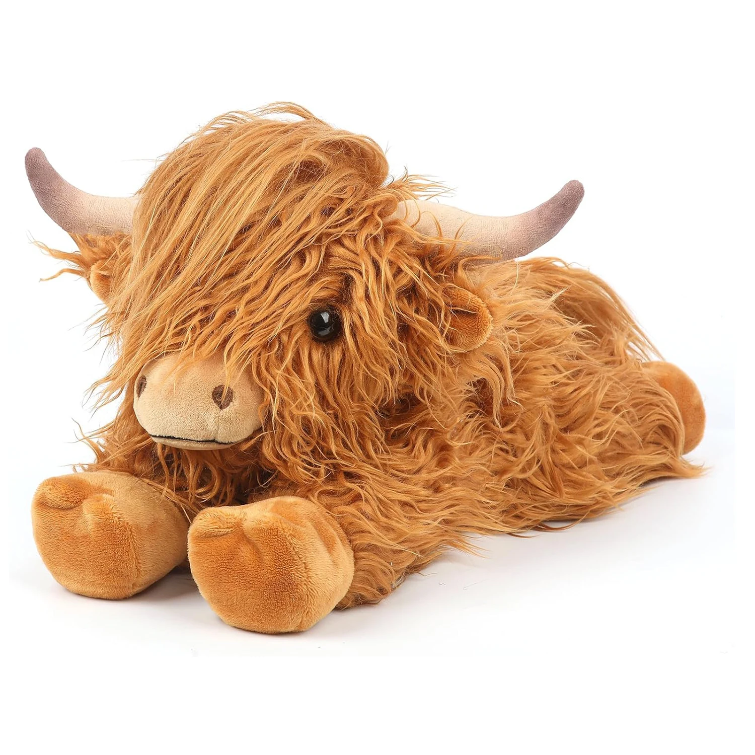Highland Cow Stuffed Animals Microwavable Heating Pad Soft Fluffy Realistic Cow Plush Toy for Anxiety