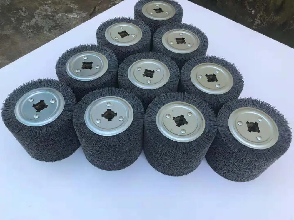 FMT Factory Direct Sale  Industrial Deburring Polishing Cleaning Cylinder Round abrasive nylon wire  brush for wood polishing