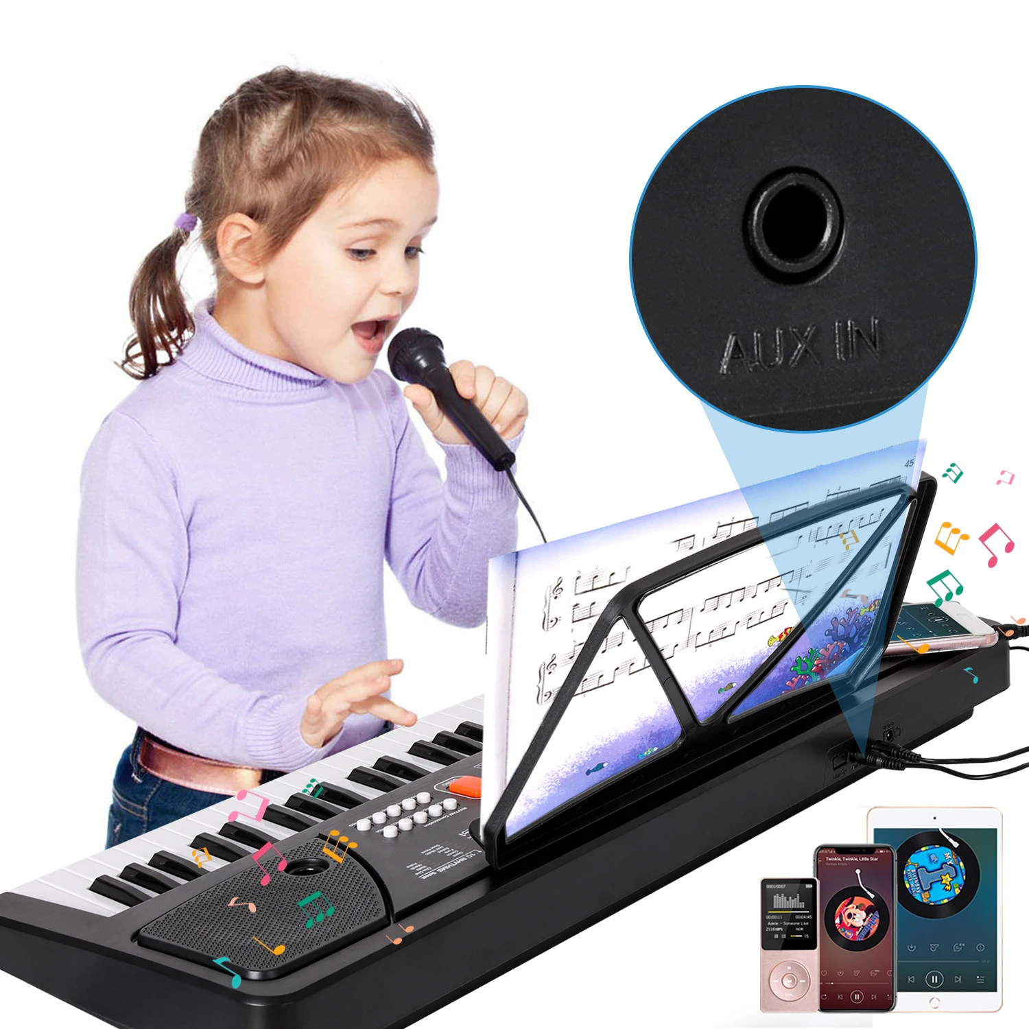 Keyboard Electronic Organ Piano Rechargeable 61 Keys Piano Keyboard Promotional Toy Gift Portable Digital Piano Keyboard Musical