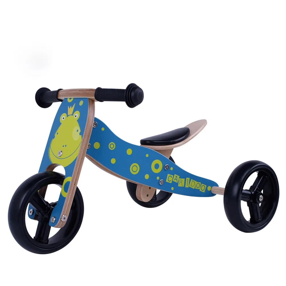New Frog Kids 2-in-1 Wooden Balance bike and tricycle for Baby
