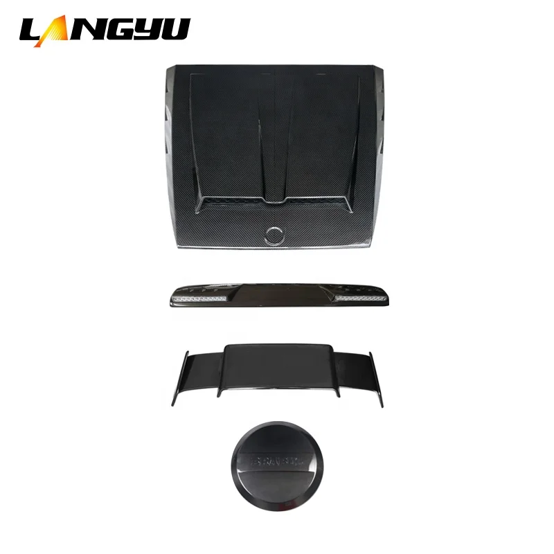 Car Exterior Parts W464 Dry Carbon Fiber Engine Hood RoofLights For Mercedes-Benz G Class W464 Rear Spoiler Spare Cover