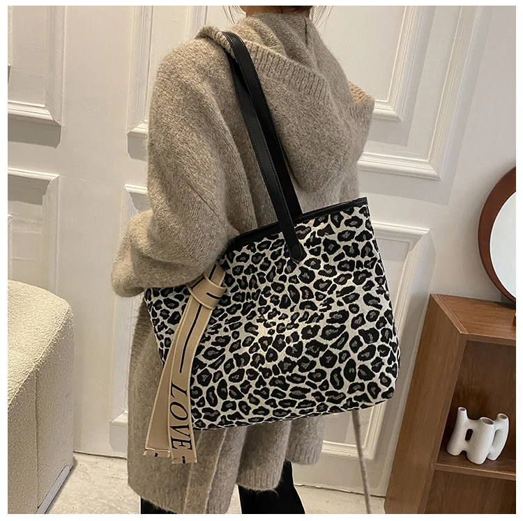 Minimum 1 Pcs Checkered Houndstooth Leopard Large Size Ladies Tote Crossbody Bag