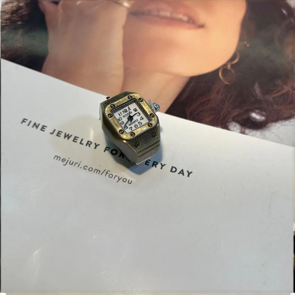 Best-Selling Vintage Bronze Antique Ring Watch Unisex Quartz Stone Wedding Gift with Elastic Band for Engagement & Party