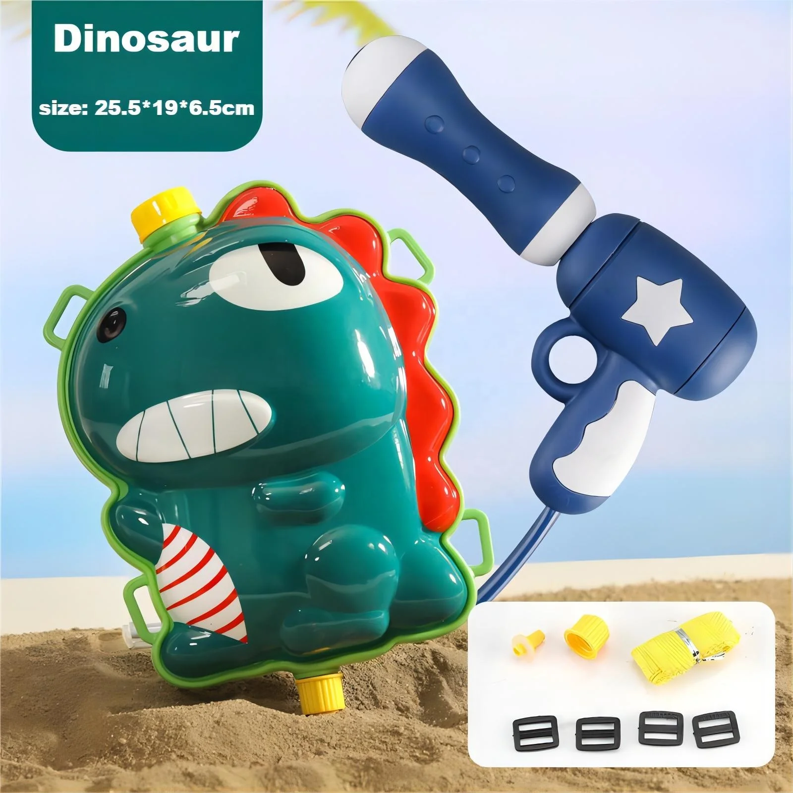 Wholesale Cute Cartoon Design Kid Backpack Water Gun Dinosaur Squirt Water Gun Summer Toy For Beach Pool