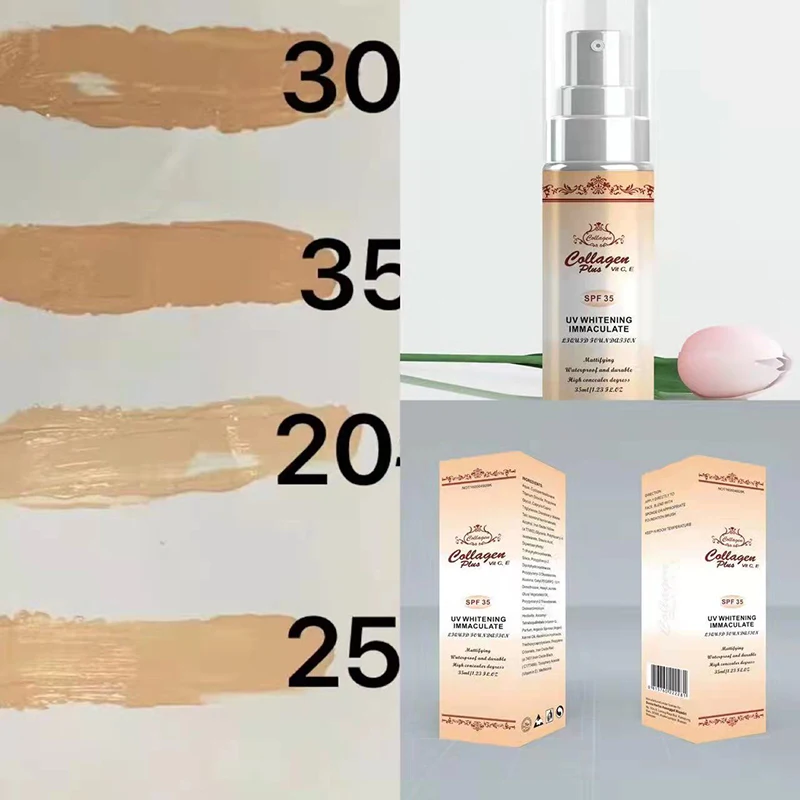 Full Coverage Liquid Foundation Private Label Collagen Waterproof Liquid Foundation Mineral Makeup Liquid Foundation