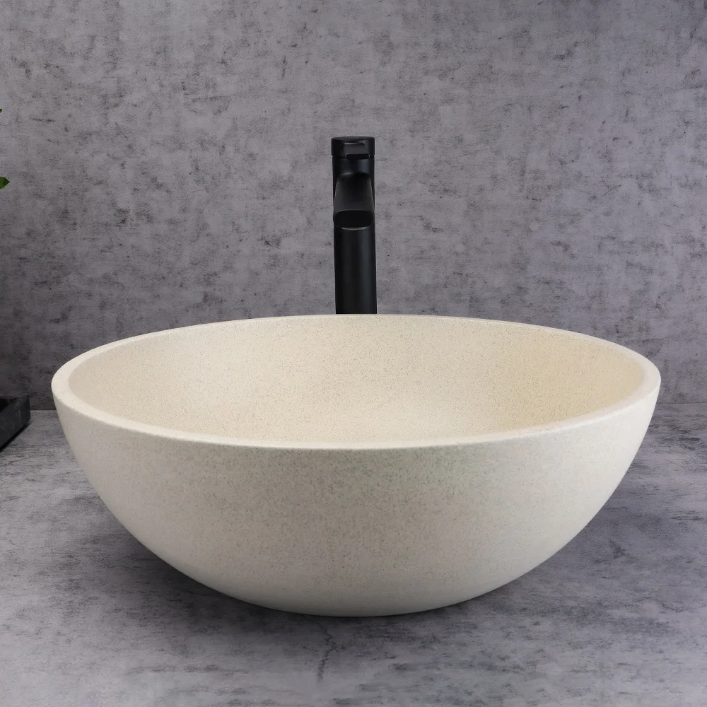 Round concrete basin countertop sink Large cement art basin sand stone bathroom wash basin