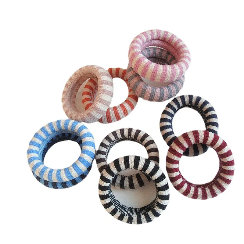 Sport Girls  Rubber Hairbands Vintage High-elastic Hair Ropes No-hurt Stripe Hair Ties Retro Hair Ties For women