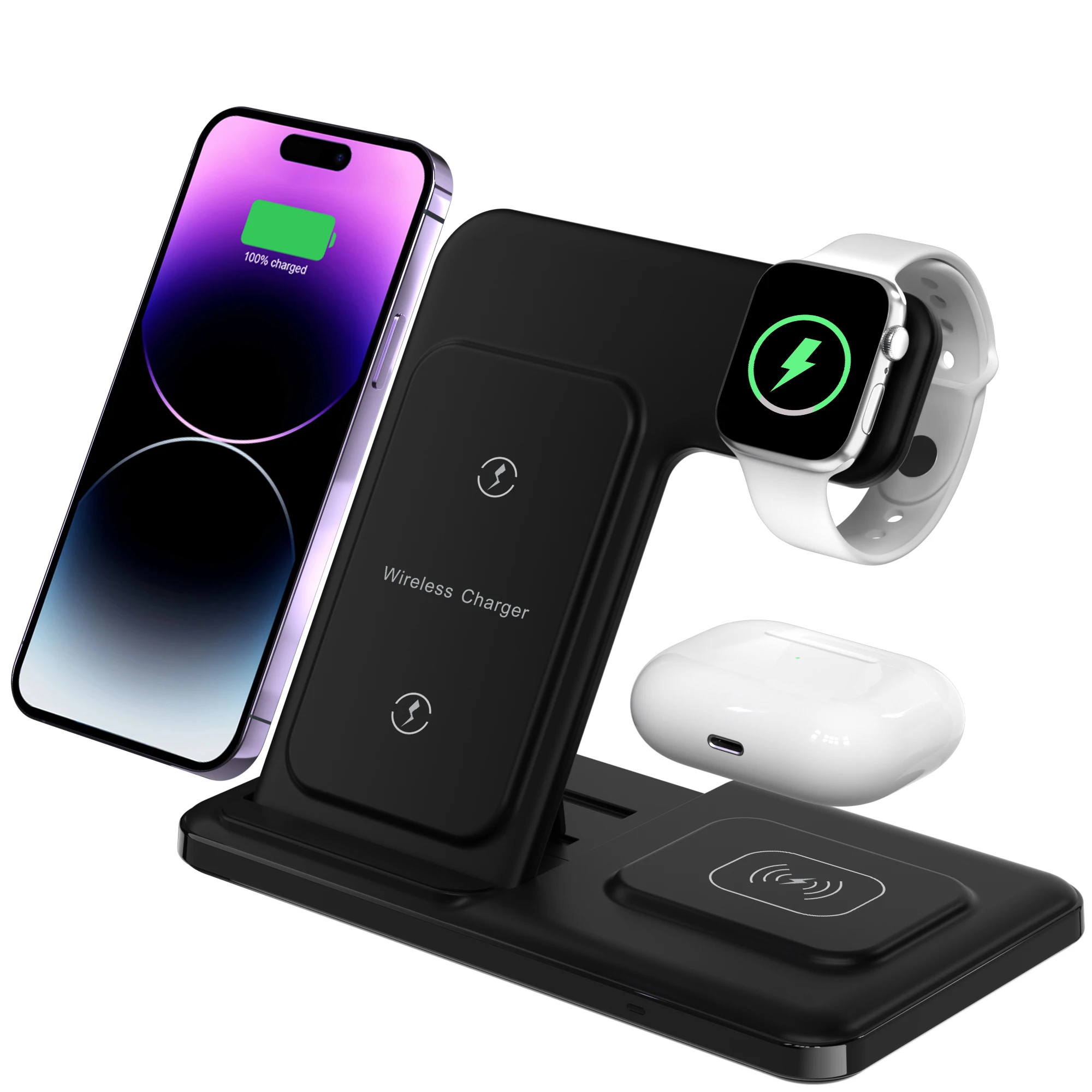 Chargers 3 in 1 Foldable For iphone 14  Best Selling Products 2023 15W Fast Charge for Apple Watch Phone Stand For Airpods Pro 3